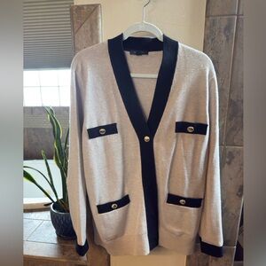Ann Taylor Cream and Black Cardigan